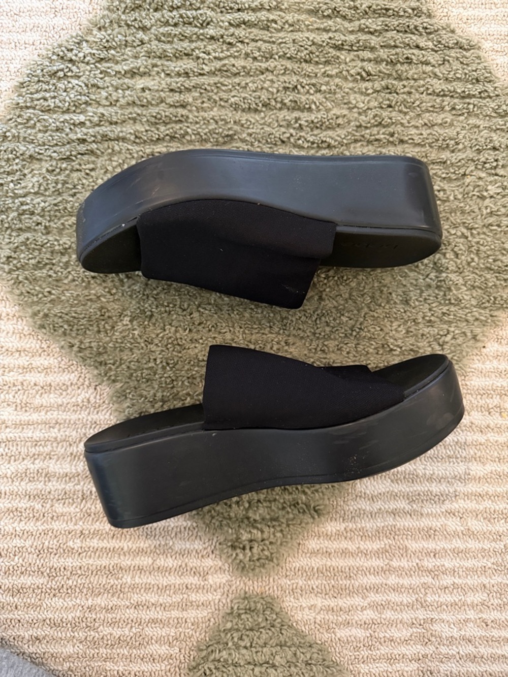 bebe Black Platform Slide Mules
